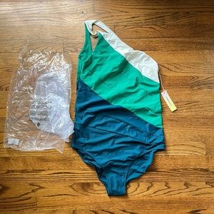 Summersalt Sidestroke in Seaweed & Seaglass & White Sand, size 14.